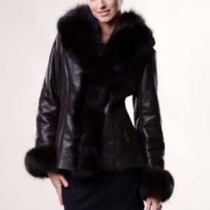 Leather/Renard Fox Jacket Size 12 Never Worn,